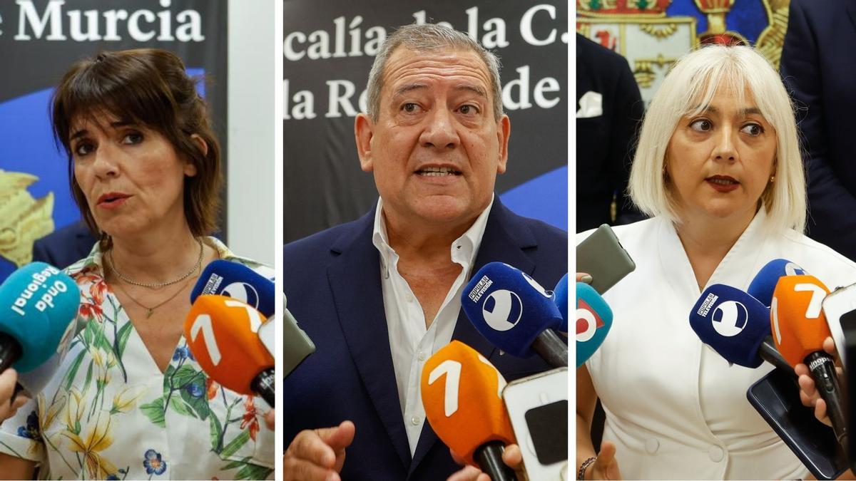 Teresa Fuentes (CCOO), Juan Marín (Trabajo) y Paqui Sánchez (UGT), este lunes.