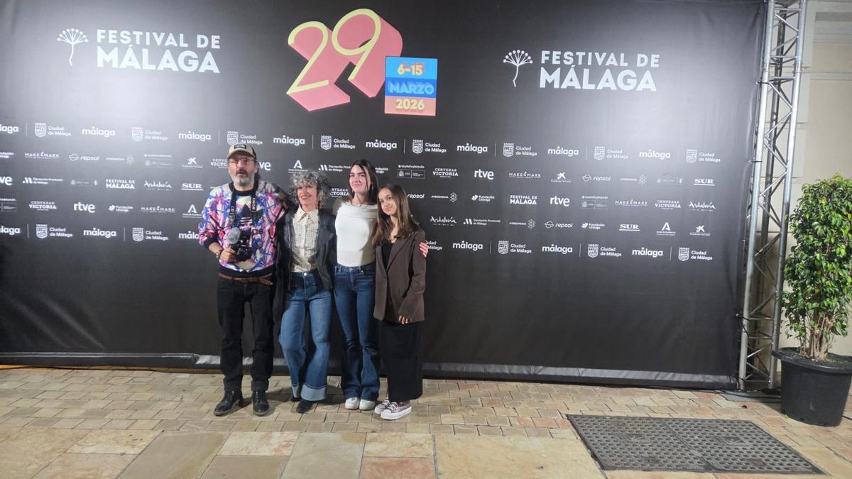 Adán Aliaga, Carolina Diego, Lis Guardiola y Lena Viscaíno, en el estreno del corto en el Festival de Málaga