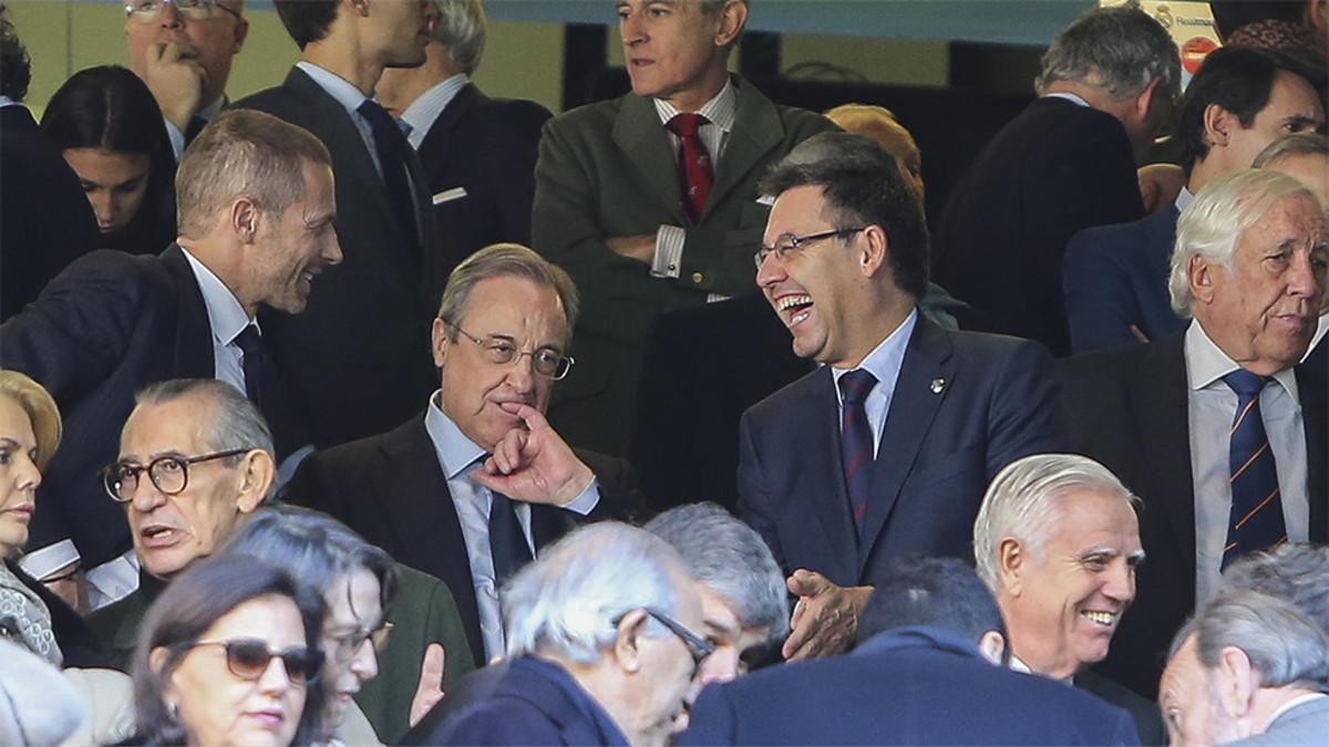 Florentino Pérez no pudo ocultar su decepción ante la alegría de Bartomeu