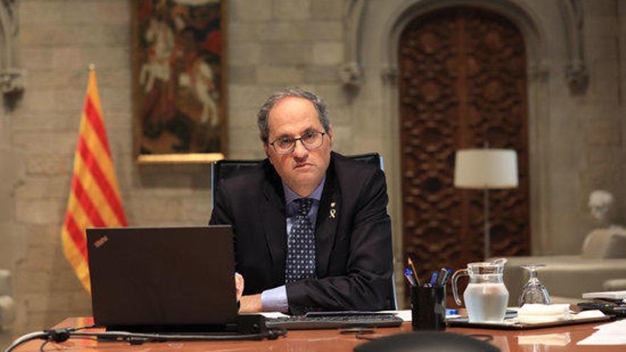 El president del Govern, Quim Torra, des del Palau de la Generalitat.