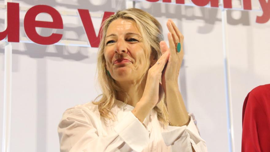 La vicepresidenta del govern espanyol Yolanda Díaz en un acte de campanya de Comuns Sumar