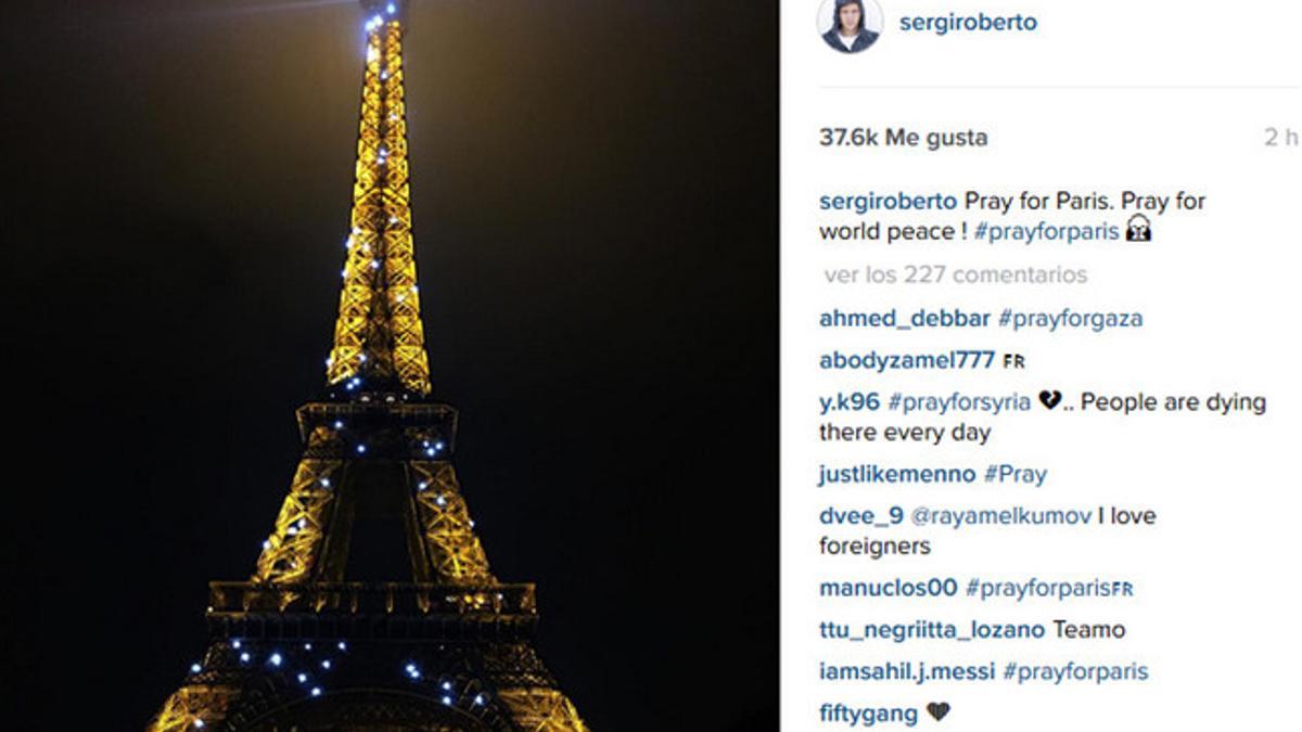 Sergi Roberto publicó este mensaje en Instagram desde París