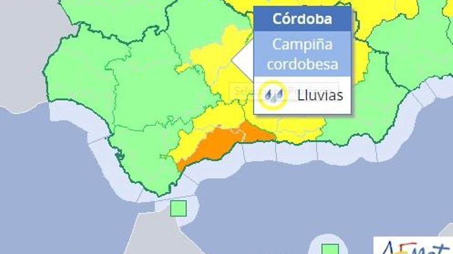 Córdoba, bajo aviso amarillo por lluvias a partir de la próxima medianoche