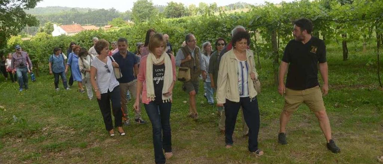 Nava Castro (primera por la izquierda), junto a los demás excursionistas, en Rubiáns. // Noé Parga