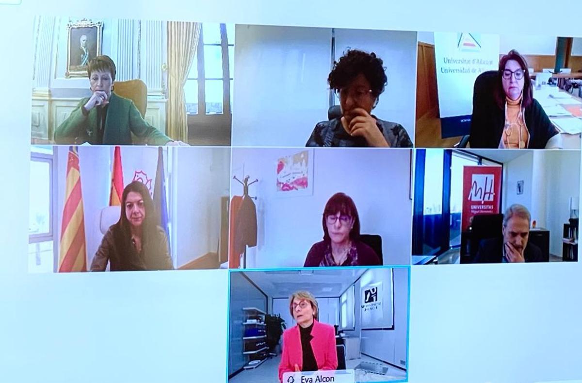 Un instante de la reunión telemática entre la conselleria y las universidades.