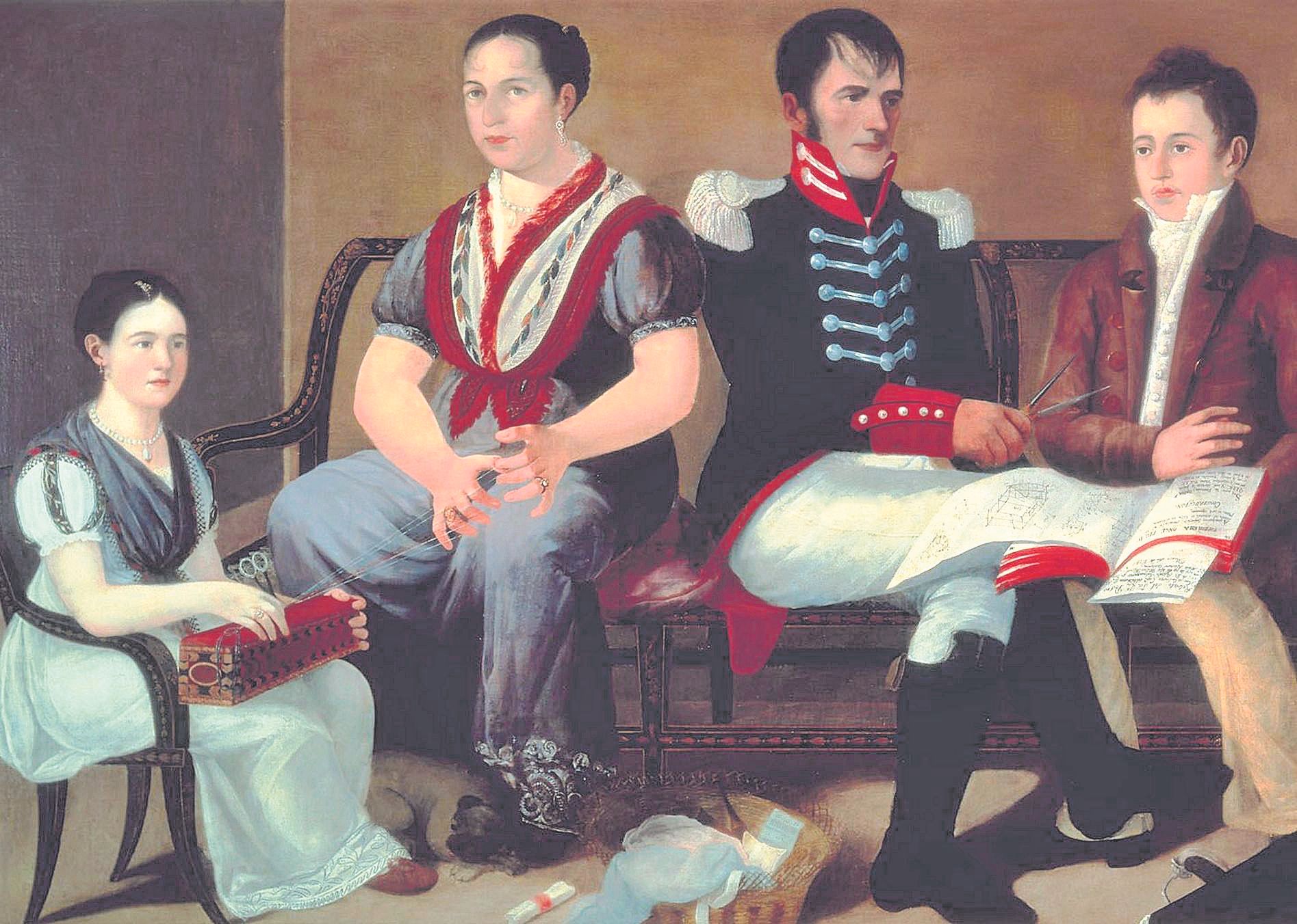 Retrato del capitán Pedro Marcos Gutiérrez y familia. Óleo; anónimo, 1814.   (l) Museo Soumaya, Fundación Carlos Slim (México)