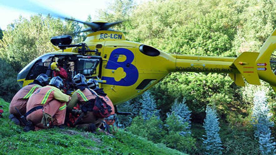 Momento del rescate en Ibias. | Bomberos de Asturias