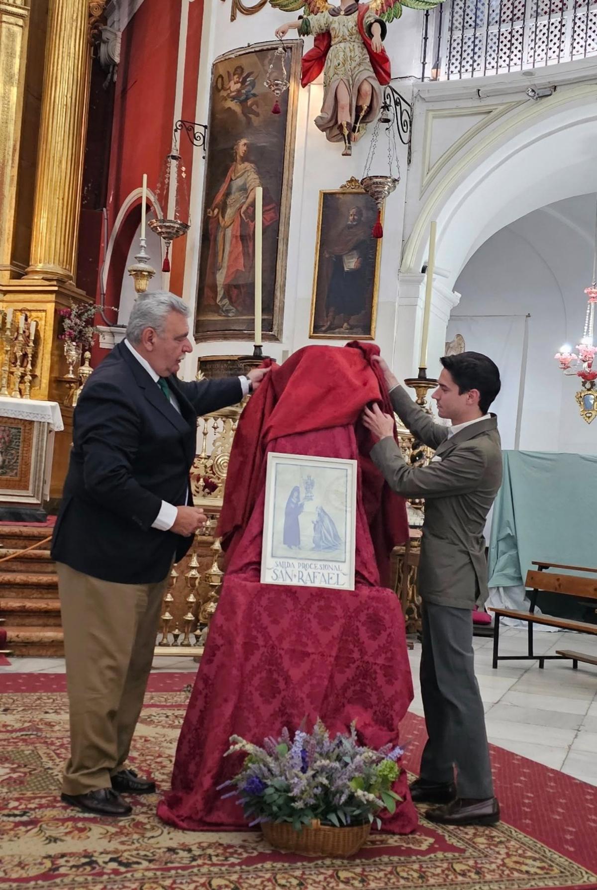Cartel anunciador de la procesión de San Rafael El cartel, realizado por el artista cordobés Raúl Muñoz Gallardo.