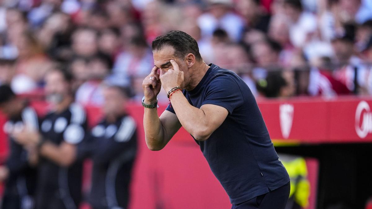Luis García Plaza, durante el Sevilla FC-Real Madrid de Liga en el Ramón Sánchez-Pizjuán