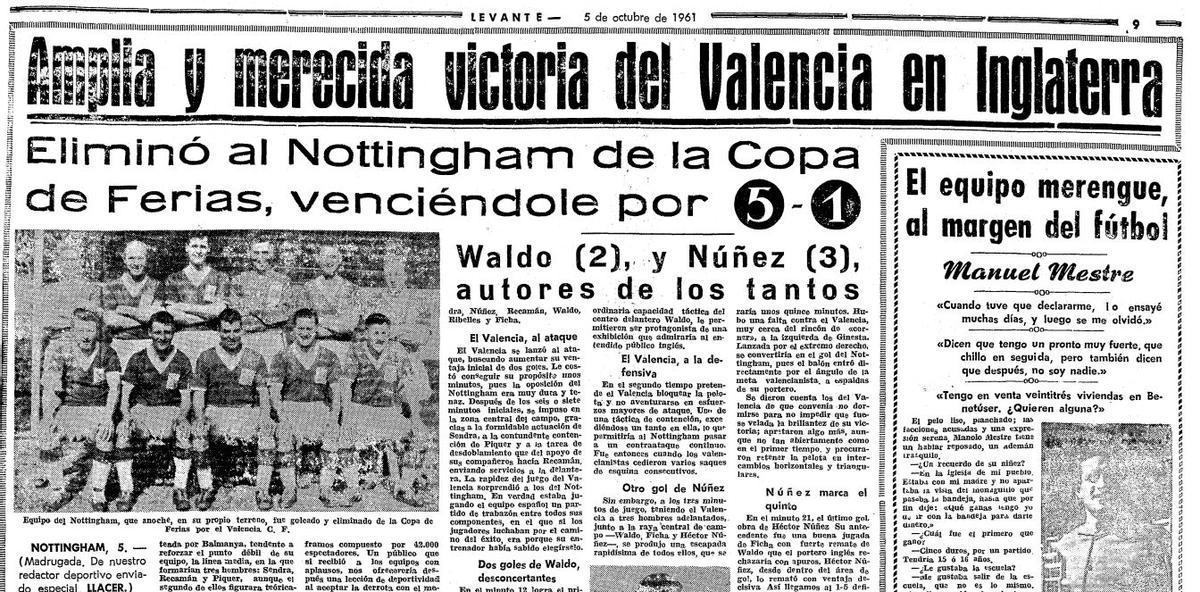 Goleada del Valencia en City Ground en 1965.