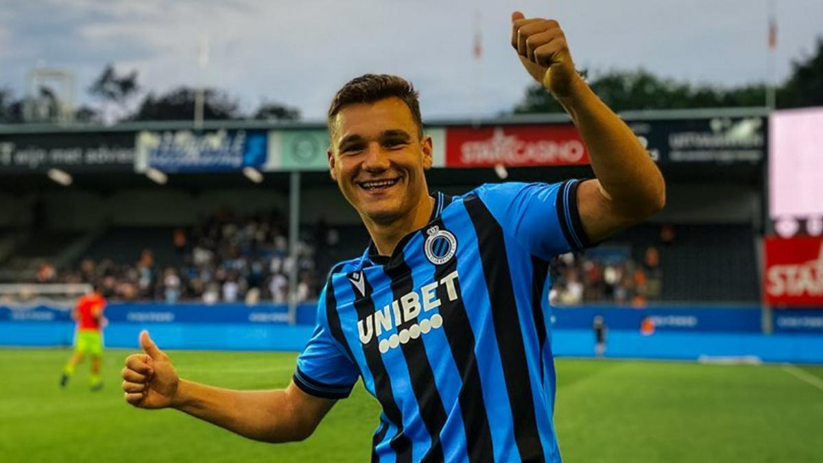 Ferran Jutglà celebra el triunfo del Brujas ante el Oud-Heverlee Leuven