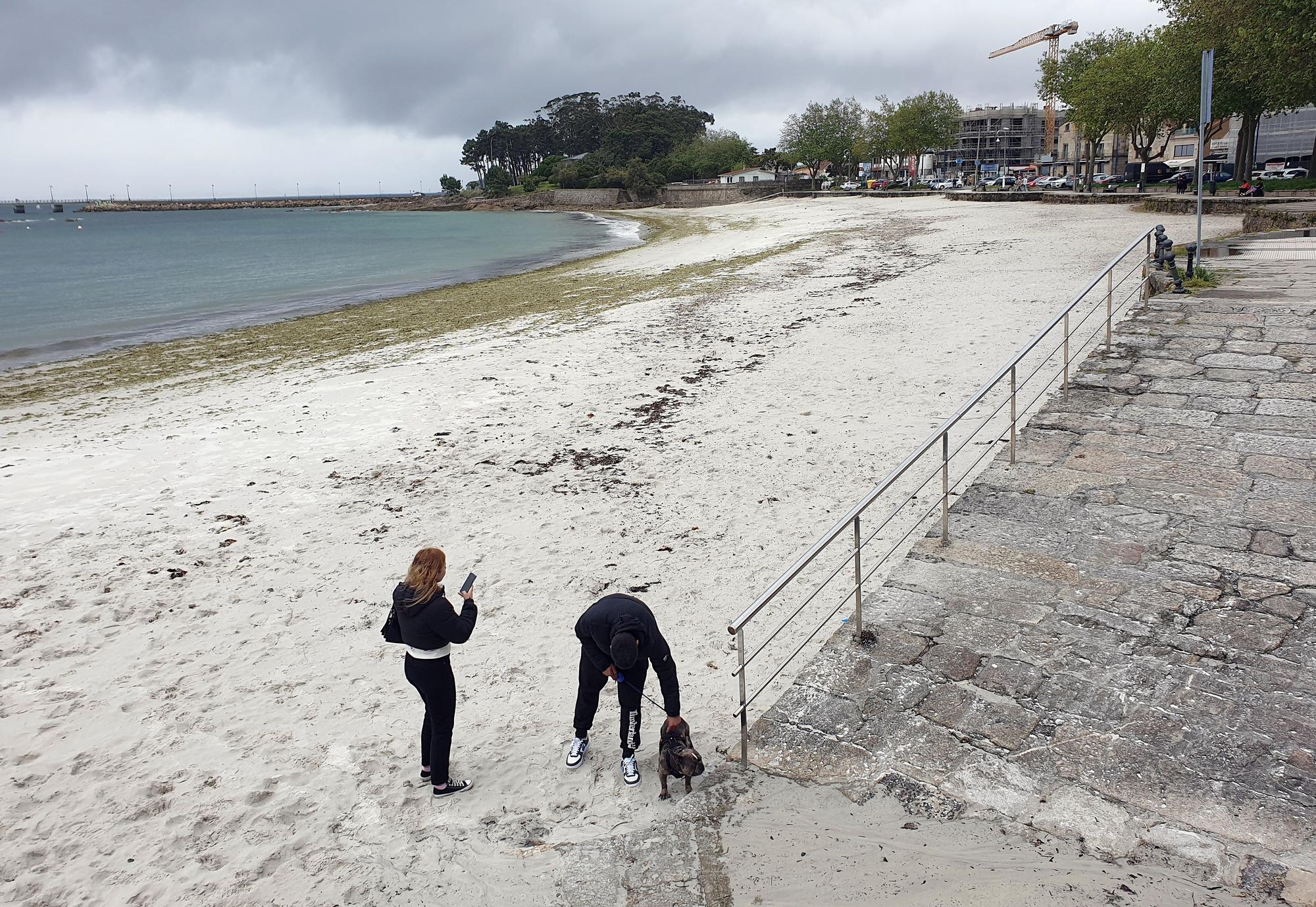 Estado actual de la playa, con el muro a la dcha. y, al fondo, el club de remo.