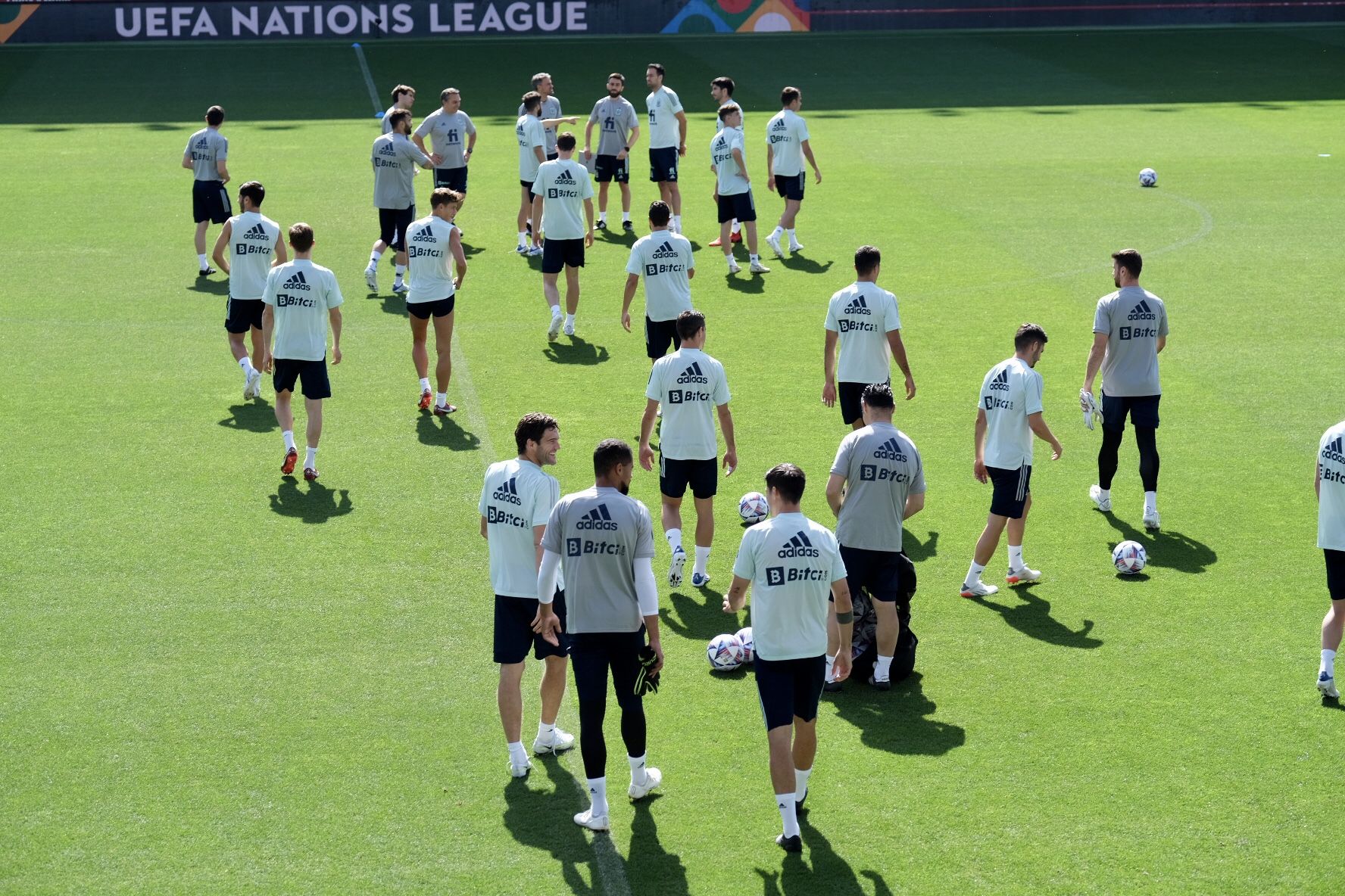 España se entrena en La Rosaleda para preparar el partido ante la República Checa