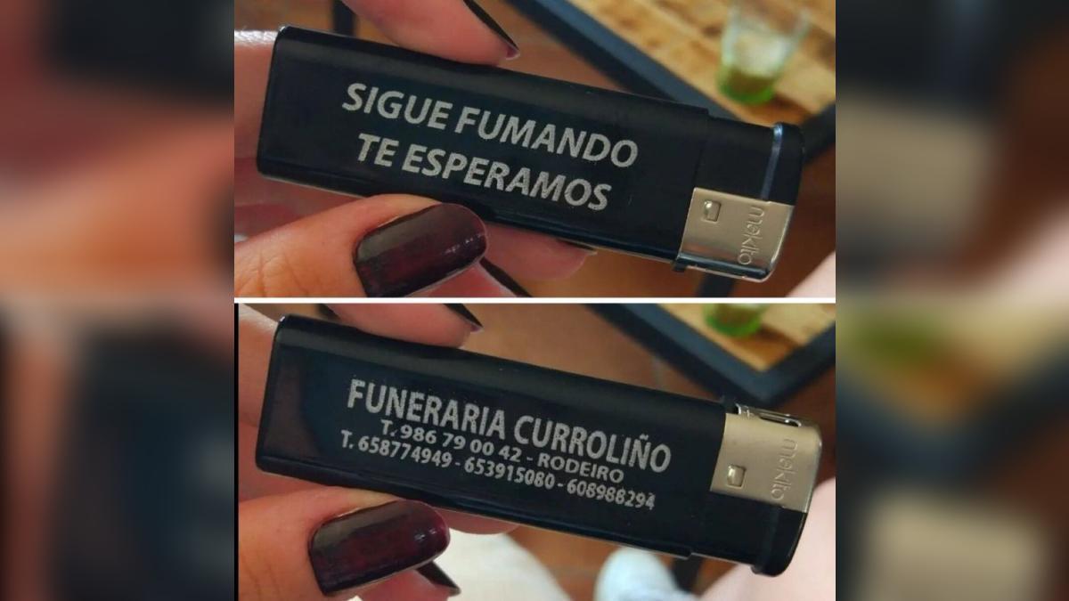 El mechero promocional de la Funeraria Curroliño, en Rodeiro, Pontevedra