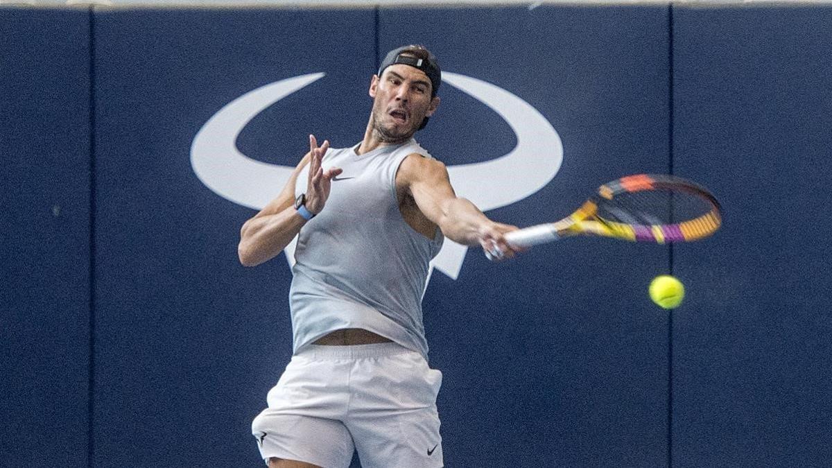 Nadal, en un reciente entrenamiento en Manacor