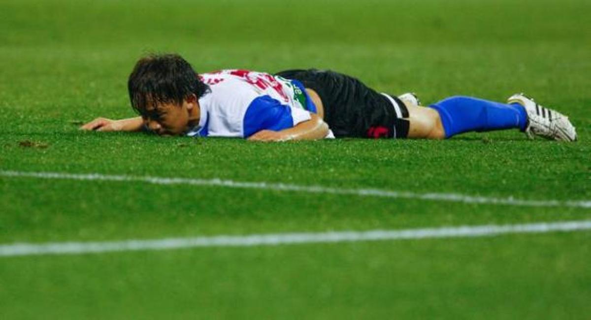 Sugi lamenta una ocasión fallada ante el Sporting.