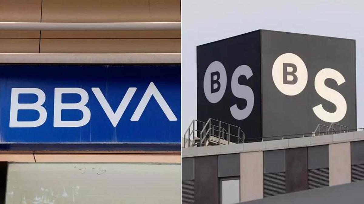 Foto de archivo de BBVA y banco Sabadell