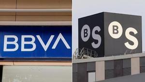 Foto de archivo de BBVA y banco Sabadell