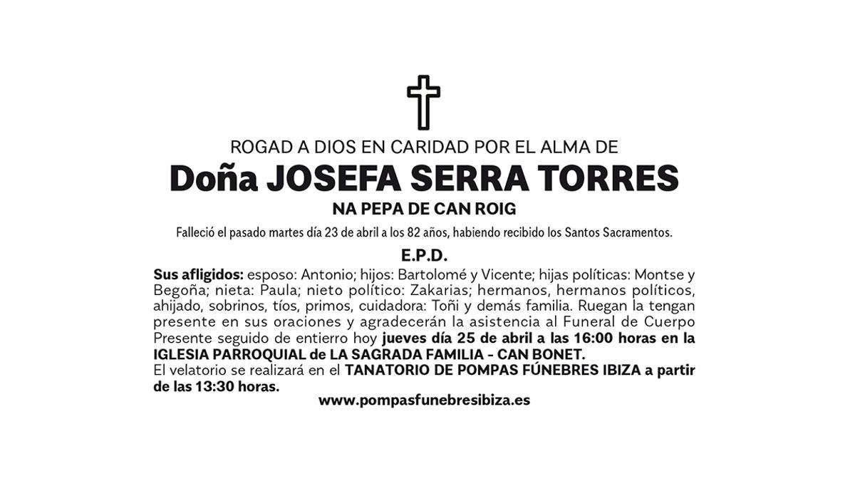 Esquela Josefa Serra Torres