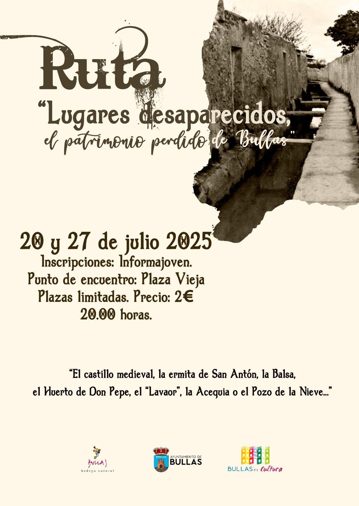 Regresa la ruta &quot;Lugares desaparecidos. El patrimonio perdido de Bullas&quot;