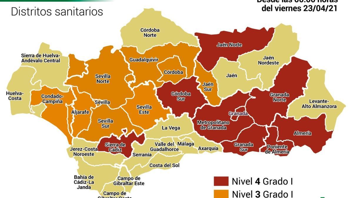 Mapa covid de Andalucía.