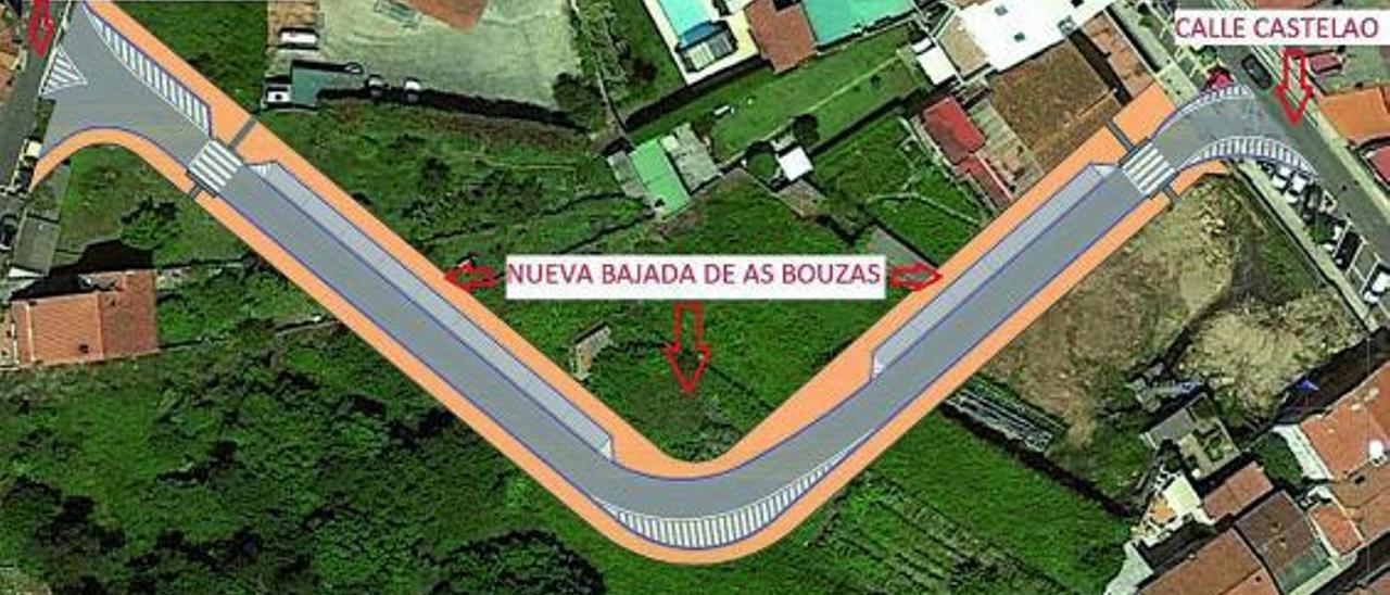 El plano de la prometida calle de As Bouzas, que finalmente ya no se abrirá. |  // M.M.