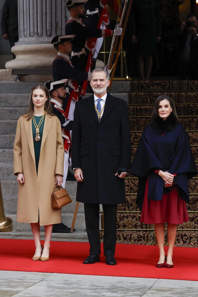 La princesa Leonor, el rey Felipe VI y la reina Letizia en la apertura de la XV Legislatura de 2023