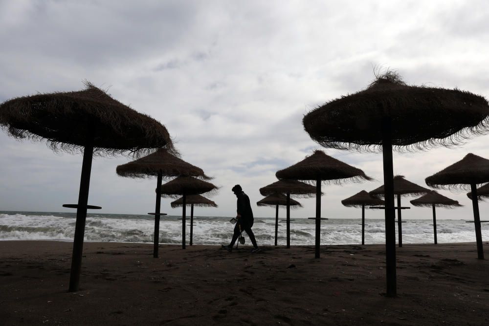 Temporal de viento y lluvia en Málaga