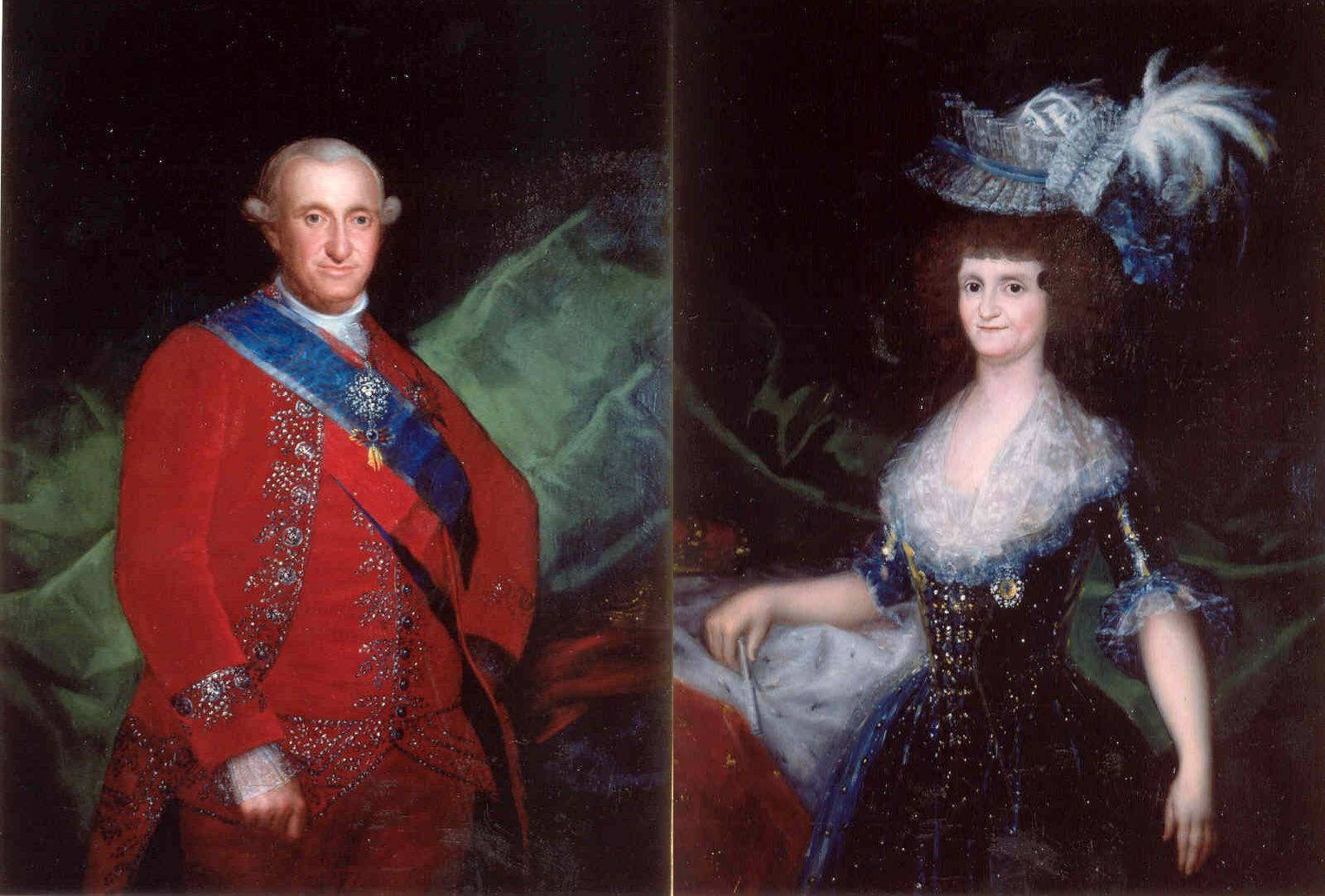 Carlos IV y María Luisa de Parma, pintados por Goya.