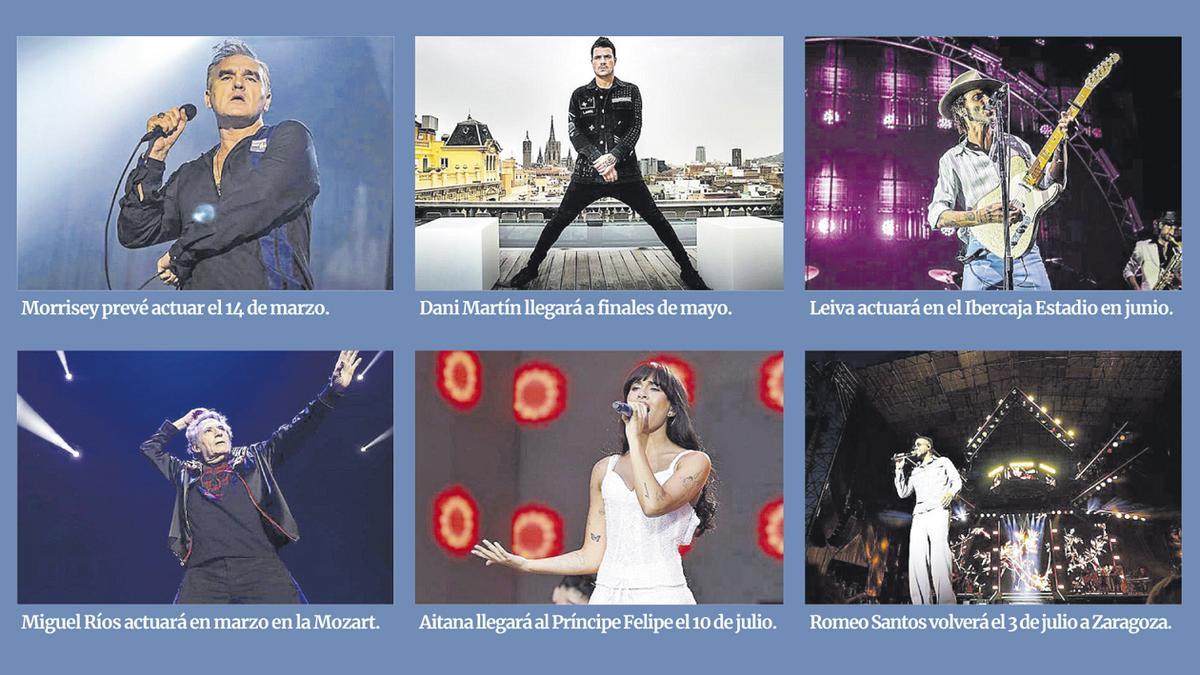 Algunos de los artistas que actuarán en 2026 en Zaragoza.