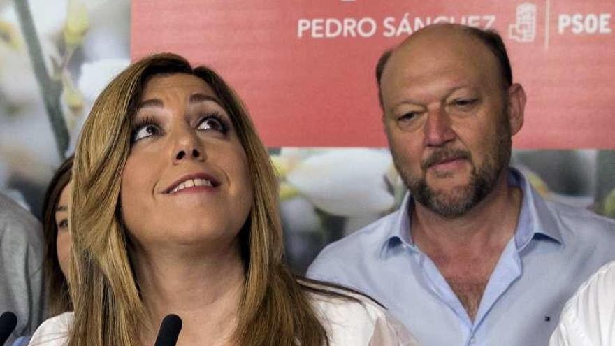 Susana Díaz, ayer, durante el análisis de los resultados. // Efe