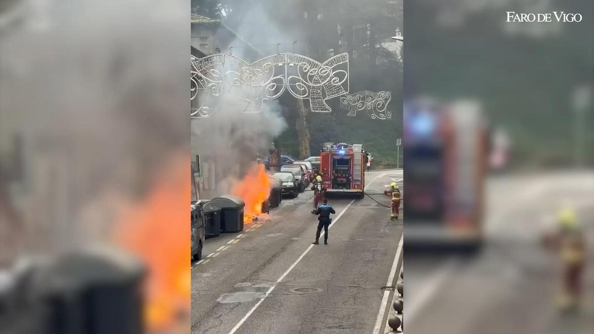 Arde un contenedor en la rúa da Falperra