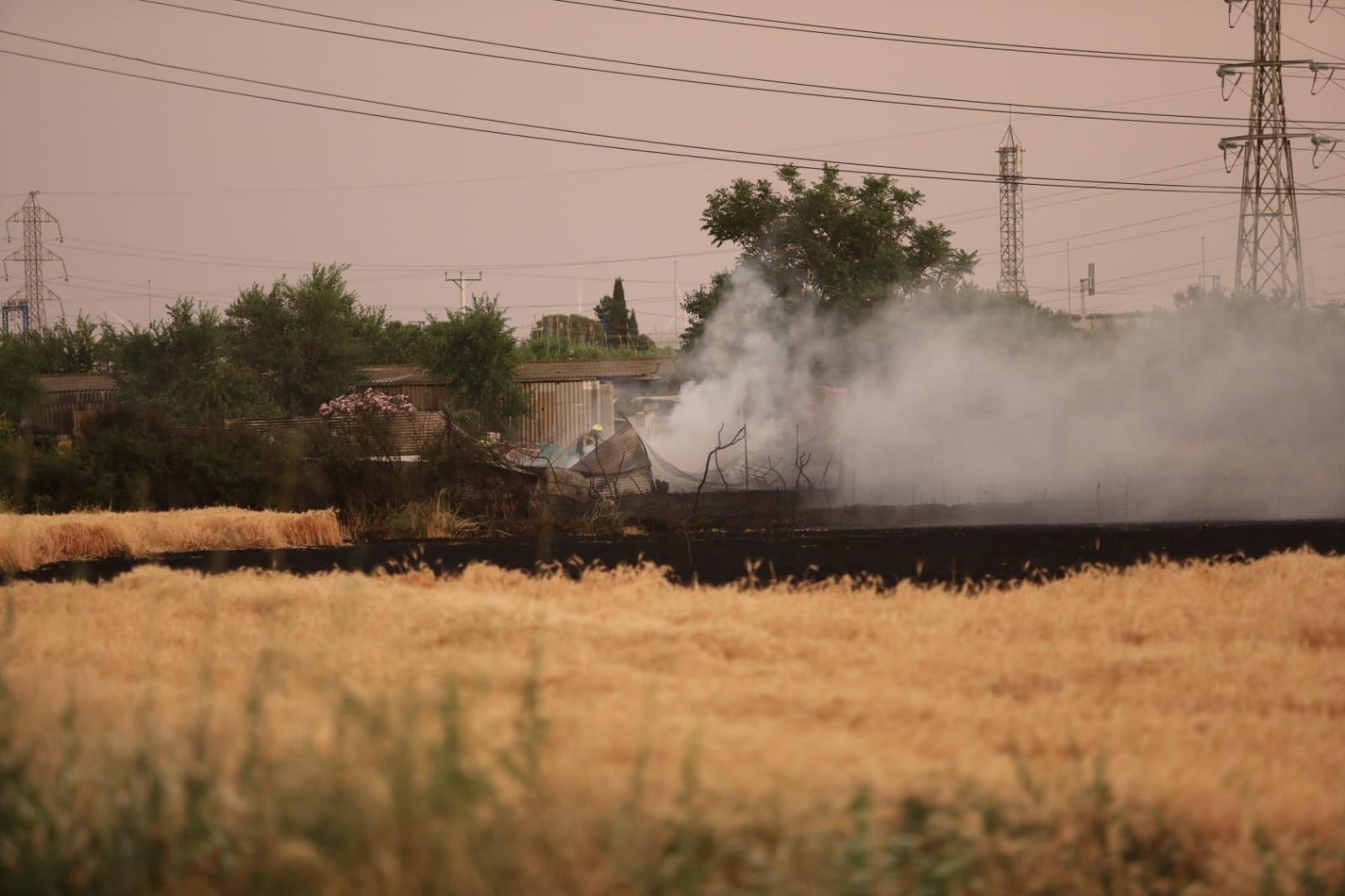 FOTOGALERÍA | Incendio en un asentamiento de infraviviendas en Zaragoza, ubicado entre el camino Cascajales y la Z-30