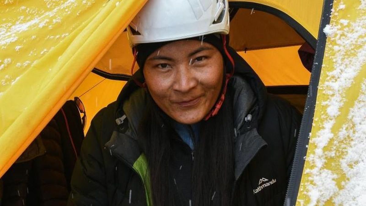 Phunjo Lama en el campo base del Everest en abril de 2018.