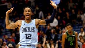 Ja Morant en la última victoria de los Grizzlies contra los Pelicans