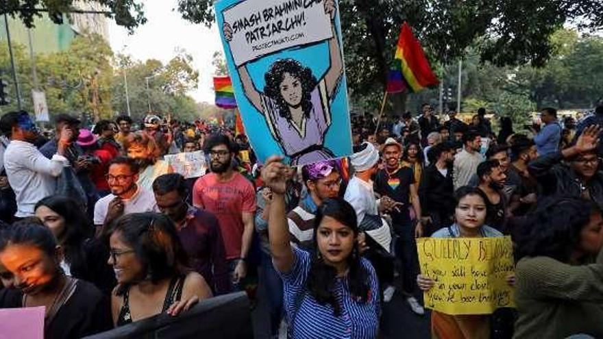 El Desfile del Orgullo, ayer, en Nueva Delhi.