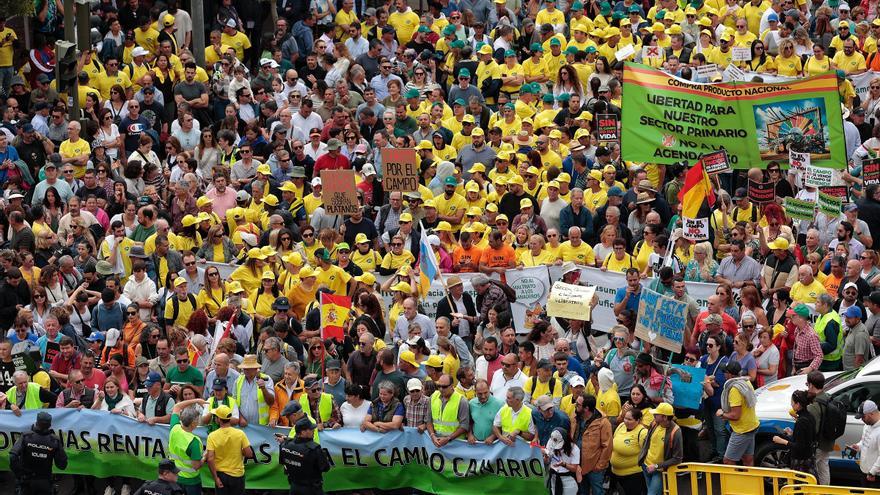 Un detenido en la protesta del campo en Santa Cruz de Tenerife