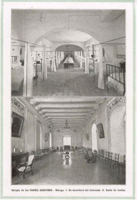 Otros dos interiores del Colegio de San Agustín: arriba, dormitorio del internado y abajo, el salón de visitas.