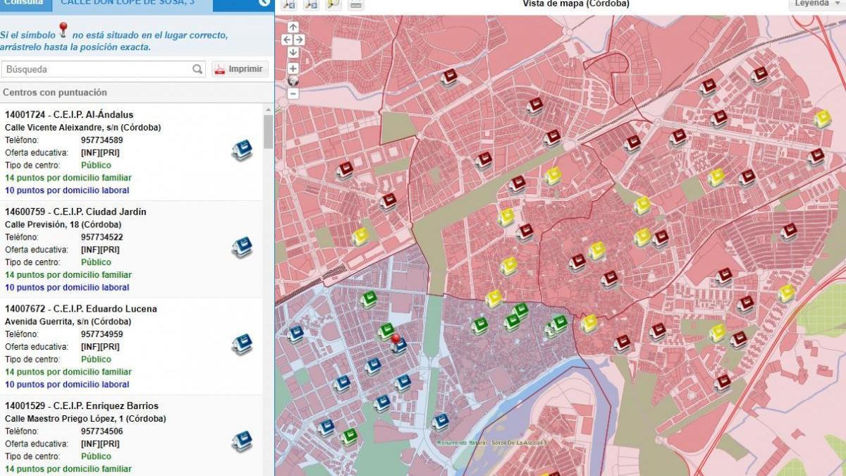 Mapa definitivo de escolarización en Córdoba: consulte aquí su zona de influencia