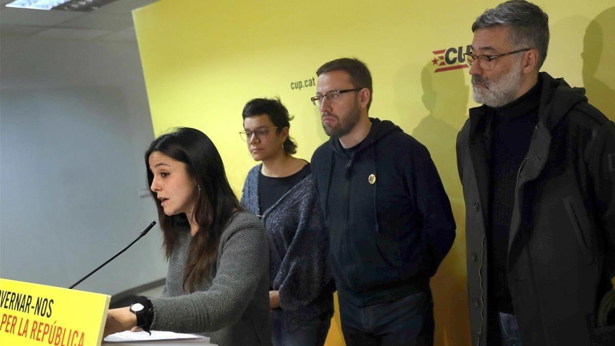 Maria Sirvent durante la rueda de prensa de la CUP  del 10 de enero.