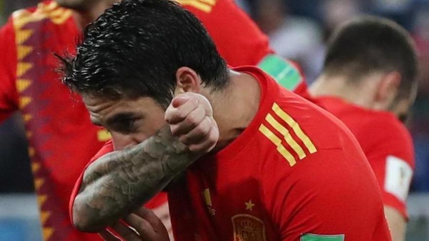 Isco celebra su gol a Marruecos en el Mundial