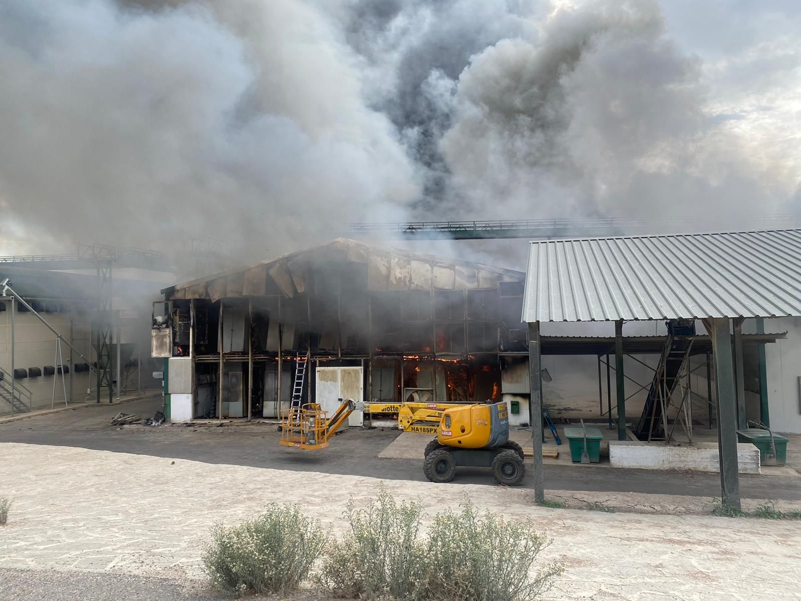 Incendio en la planta de Huevos Guillén en Sinarcas