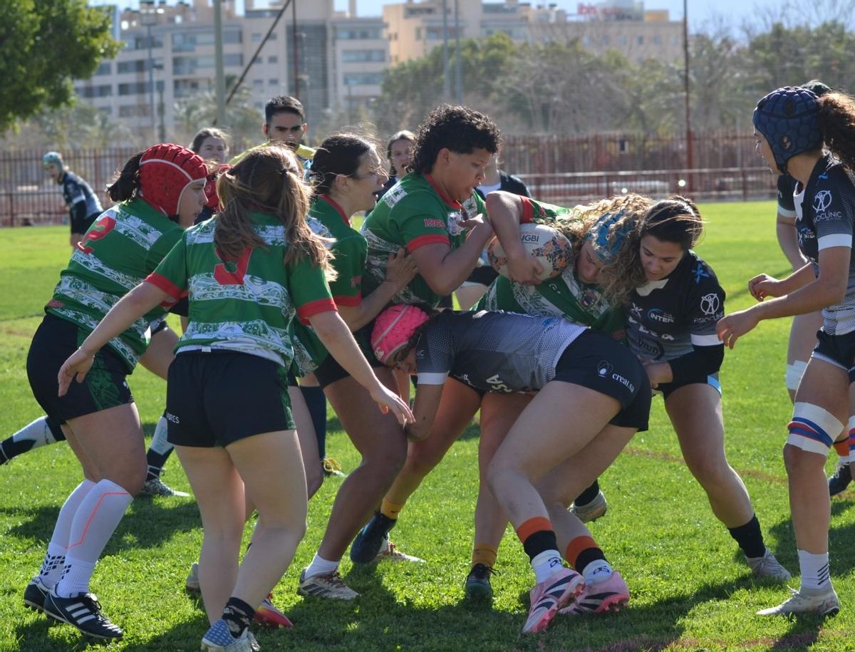 Partido de semifinales entre el Akra Bárbara-Elche Rugby Unión y el Abelles-Inter.
