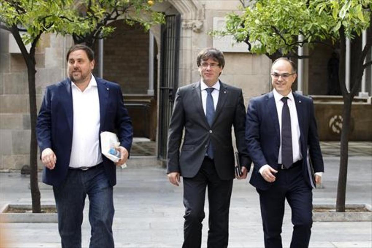 Junqueras, Puigdemont y Turull, el 1 de agosto.