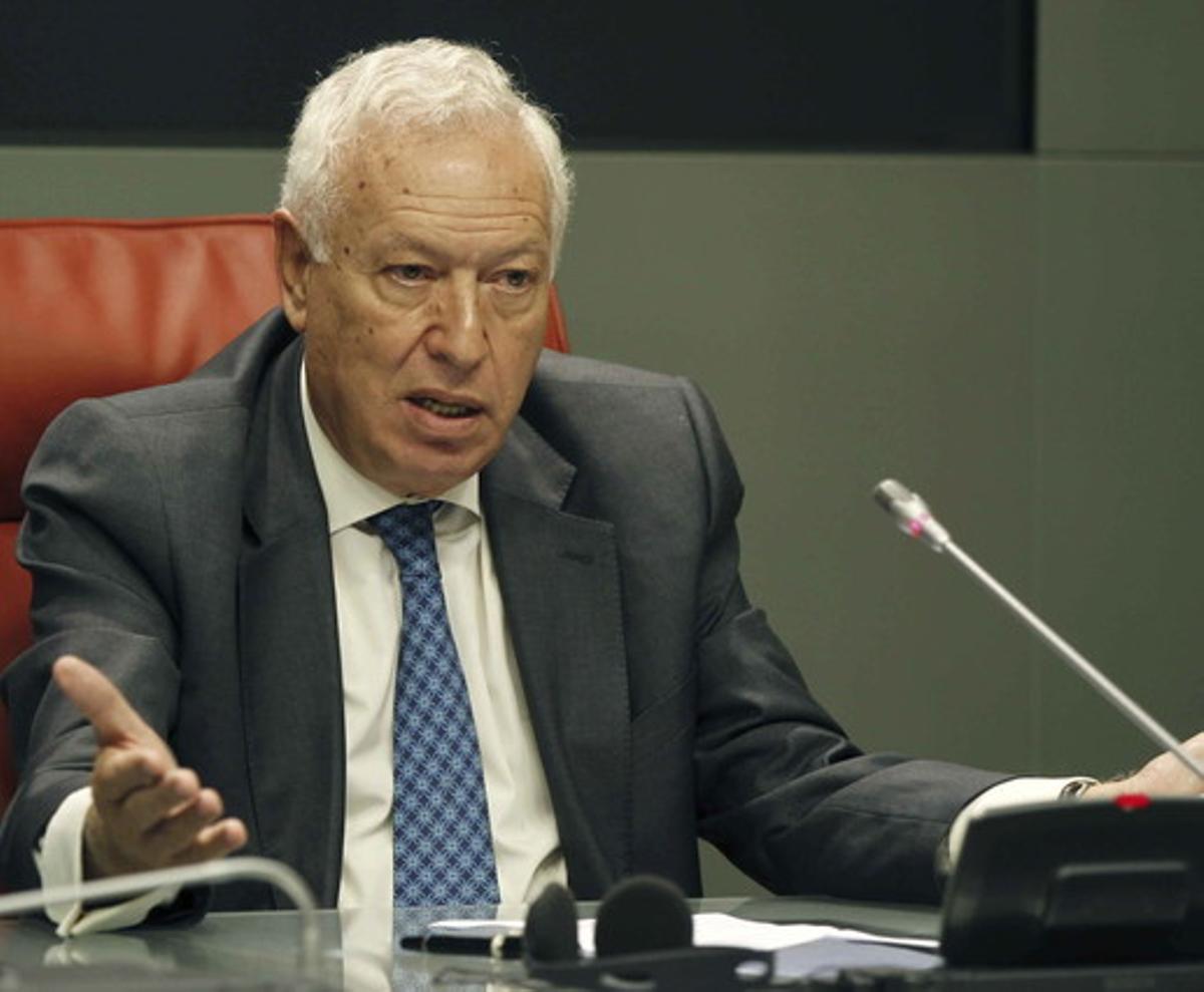 José Manuel García-Margallo, ministre d’Exteriors, el 19 de setembre, durant una roda de premsa a Madrid.