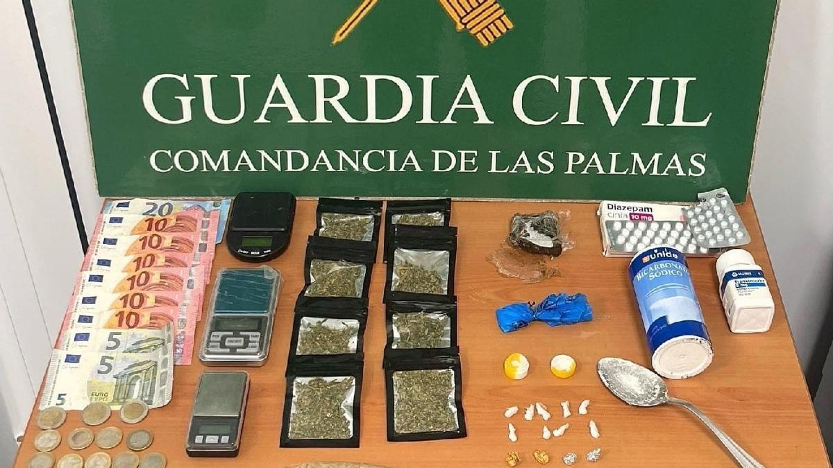 Droga incautada por la Guardia Civil en Corralejo y Tindaya, en el norte de Fuerteventura
