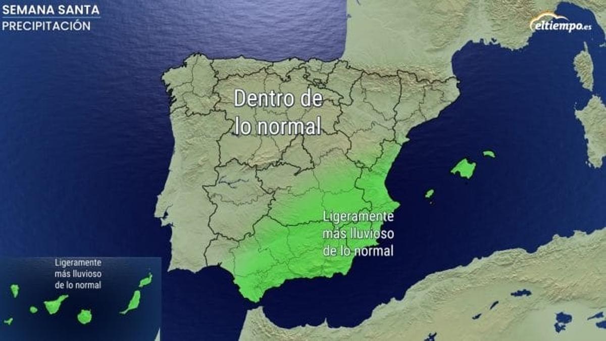 Régimen de precipitaciones en España durante la Semana Santa