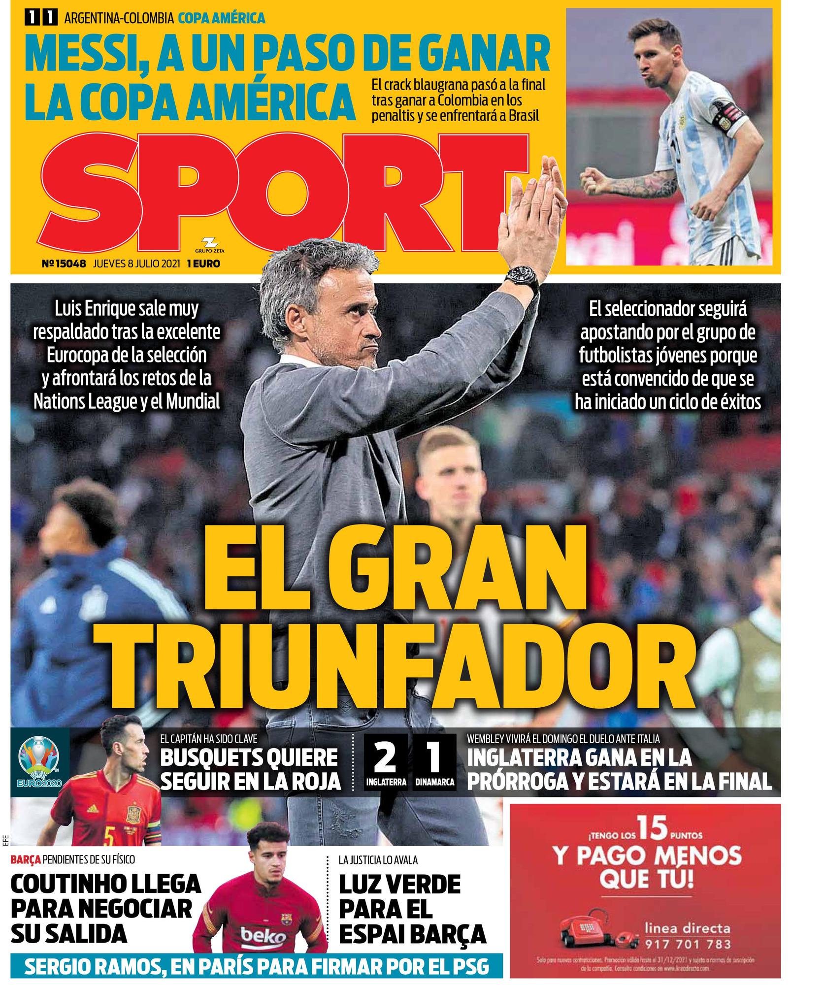 Portada SPORT 8 julio