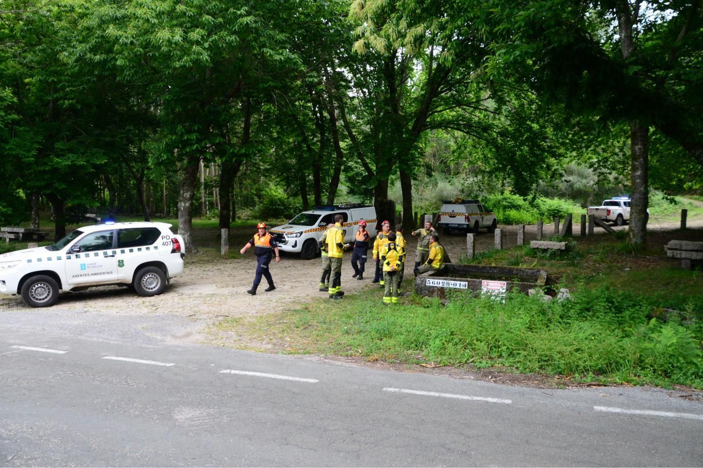 Las imágenes del simulacro contra incendios forestales en Moaña