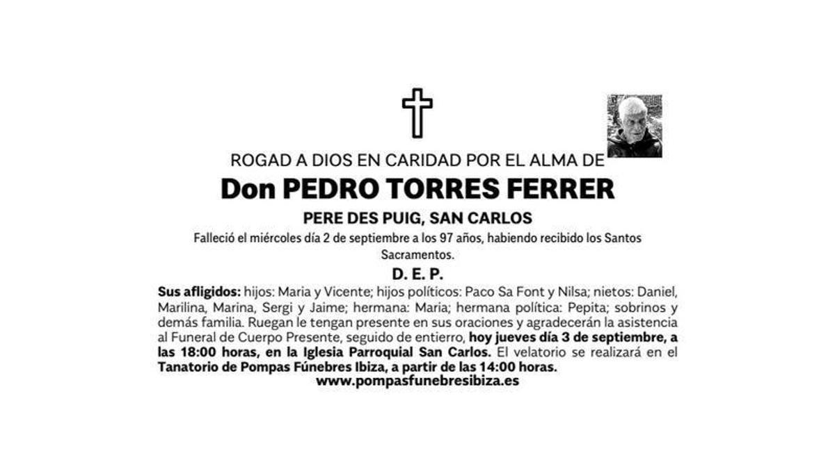 Esquela Pedro Torres Ferrer